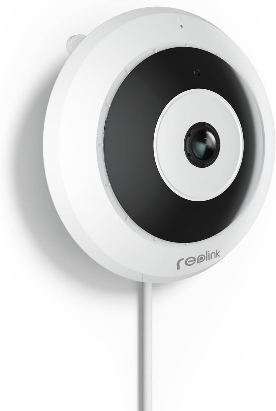 3-year warranty REOLINK PoE IP Fisheye Camera with 360° View, 6MP Indoor Camera for Home/Office Security, Smart Human Detection, Two Way Talk, Ceiling/Wall/Desk Mount, Multiple Panoramic Display Views, FE-P (White)
